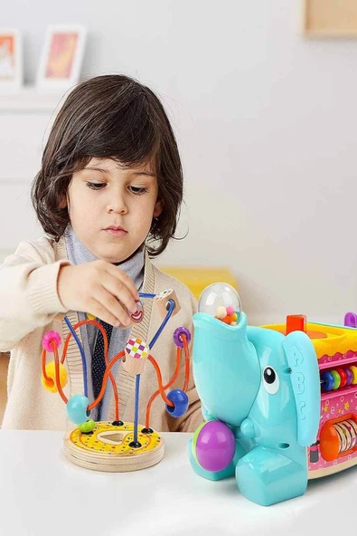 Çocuk Gelişim Oyuncağı Fil Temalı 5in1 Aktivite Küpü - 6