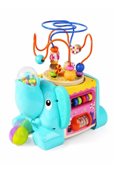 Çocuk Gelişim Oyuncağı Fil Temalı 5in1 Aktivite Küpü
