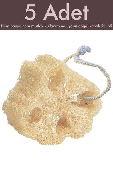 5 Adet Doğal Kabak Lifi Bulaşık Süngeri Banyo Kesesi Loofah Sponge İpli Kabak Kesesi Kalın Büyük - 1