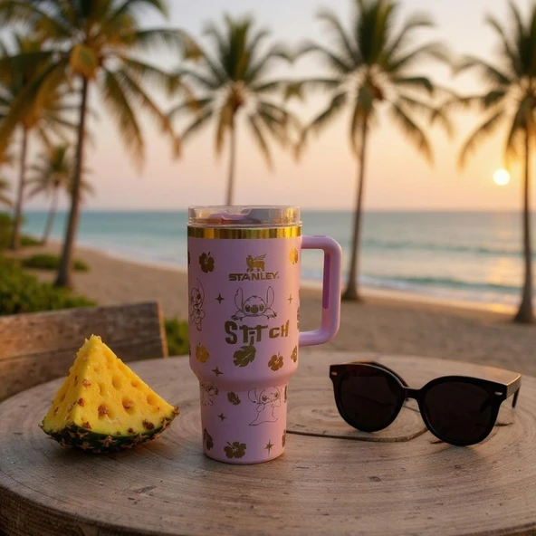 Stanley Quencher Termos x Stitch Pembe 1.18 Lt. Pipetli - Resim 4