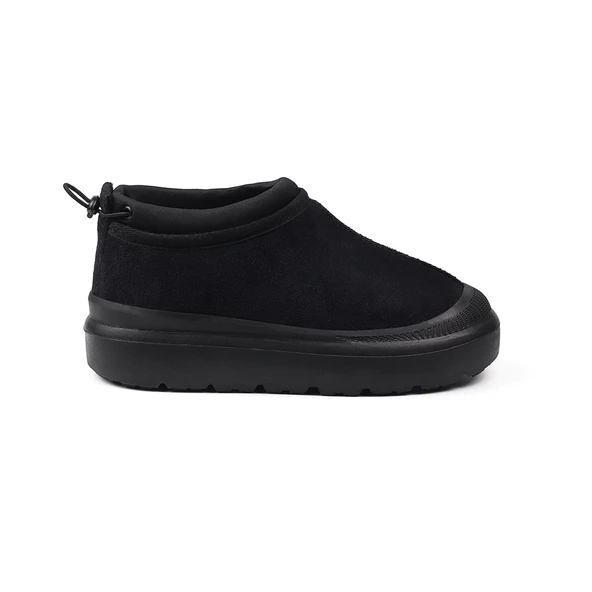 Kadın Siyah Süet İçi Kürklü Bot - Kalın Tabanlı, Rahat, Kaymaz, Günlük ve Kışlık - 4