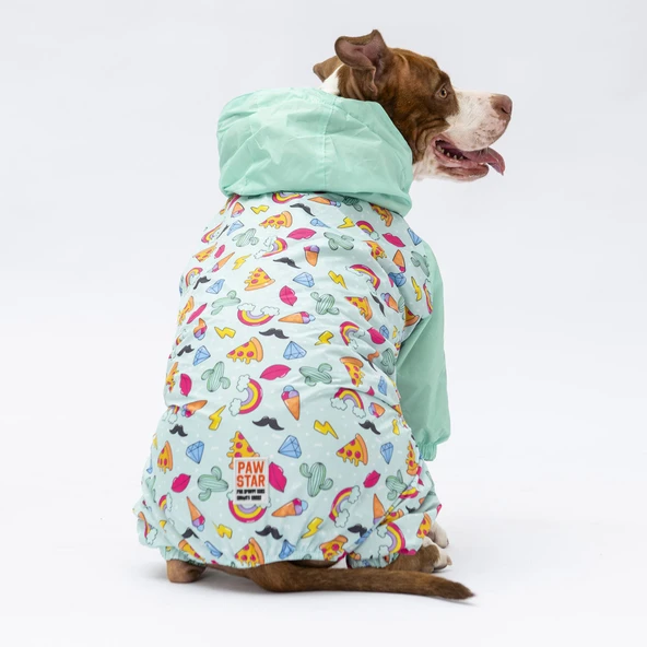 Pawstar Tokyo Polarlı Su Geçirmez Orta-Büyük Irk Köpek Yağmurluk Tulum - Resim 2