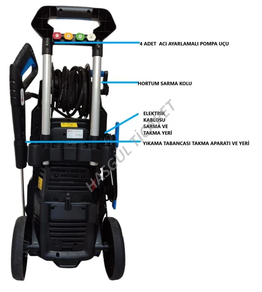 Hsgl Araç Yıkama 225 Bar İndiksiyon Motor 3200 Watt Profesyonel Yüksek Basınçlı rapco Yıkama Makinesi - 3