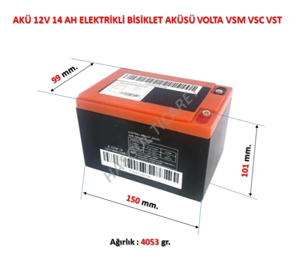 Hsgl E bike Şarj Edilebilir Kapalı Kurşun Asit Akü  12v 14ah /2hr Batarya şarjlı bisiklet aküsü e bike akü rmg 6dzm-14 - Resim 4