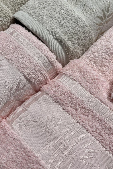 Elmas Bambu 10 Parça Aile Bornoz Takımı Bej Pudra - 3