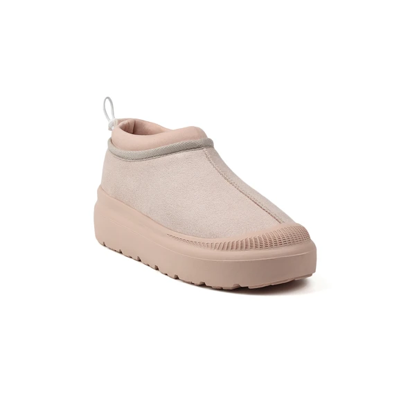 Kadın Krem Süet İçi Kürklü Bot - Kalın Tabanlı, Rahat, Kaymaz, Günlük ve Kışlık - Resim 3