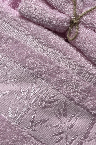 Elmas Bambu 10 Parça Aile Bornoz Takımı Krem Pembe - Resim 4