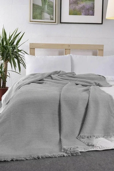 Lora Tek Kişilik Tek Pike 160x210 cm Gri ürün görseli