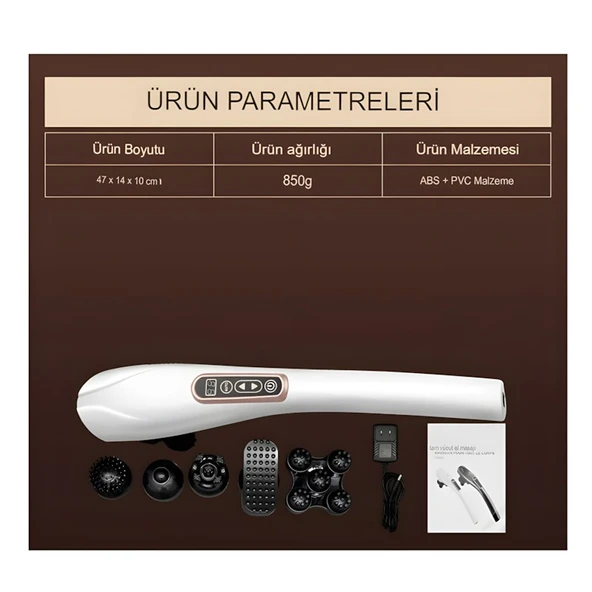 Merxas Şarjlı Tüm Vucut Sırt Bacak Omuz Titreşimli Masaj Aleti - 4