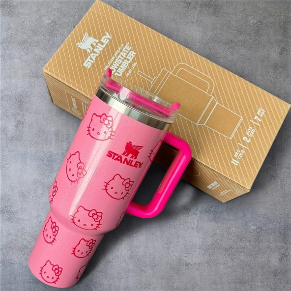 Stanley Quencher Termos x Hello Kitty Pembe 1.18 Lt. Pipetli - Resim 3