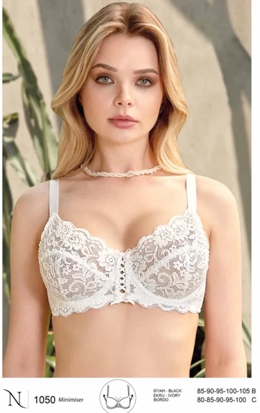 Nurteks 1050 Kadın Balenli Dantelli Toparlayıcı Sütyen - Resim 3