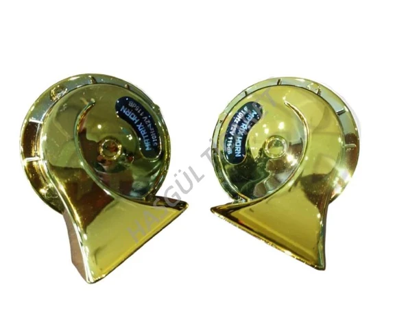 Hsgl Motorsiklet kornası Salyangoz Korna Çift Takım Parlak Gold 12V 115dB - Resim 3