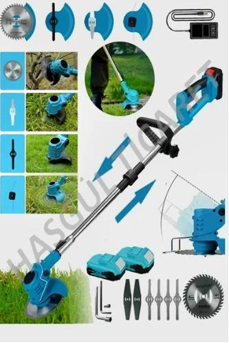 Hsgl Çift Akülü Şarjlı 2000W Ot Dal Çim Biçme Makinesi (Mavi) YPT-GCJ01 - 2