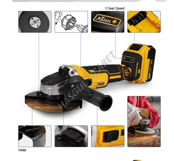 Hsgl Çift Akülü 24V Lityum Pilli Akülü Şarjlı Spral Taşlama 2x5 Ah Akü X-Lion - 5