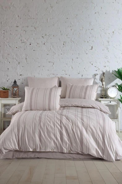 Çeyiz Diyarı Belgin Çift Kişilik Nevresim Takımı Bej ürün görseli