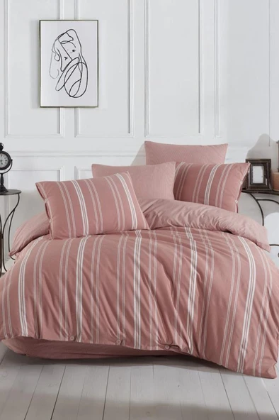 Çeyiz Diyarı Belgin Çift Kişilik Nevresim Takımı Gül Kurusu ürün görseli