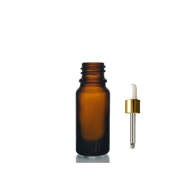 5ml kahverengi cam damlalıklı 30 adet,Gold Kapak Beyaz Emzik, Ecza şişesi, Damlalıklı şişe, propolis şişesi, damlatmalı şişe, saç serum şişesi, ecza şişesi - 1