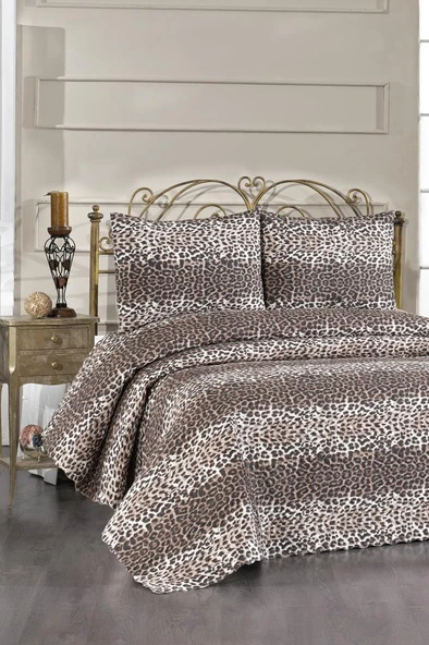 Ultrasonik Kapitoneli Leopar Çift Kişilik Yatak Örtüsü ürün görseli