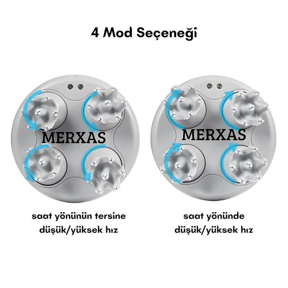Merxas Mavi KK-11 Rahatlatıcı Saç Derisi Masaj Aleti Baş ve Vücut Masaj Cihazı Anti-Stres - 4