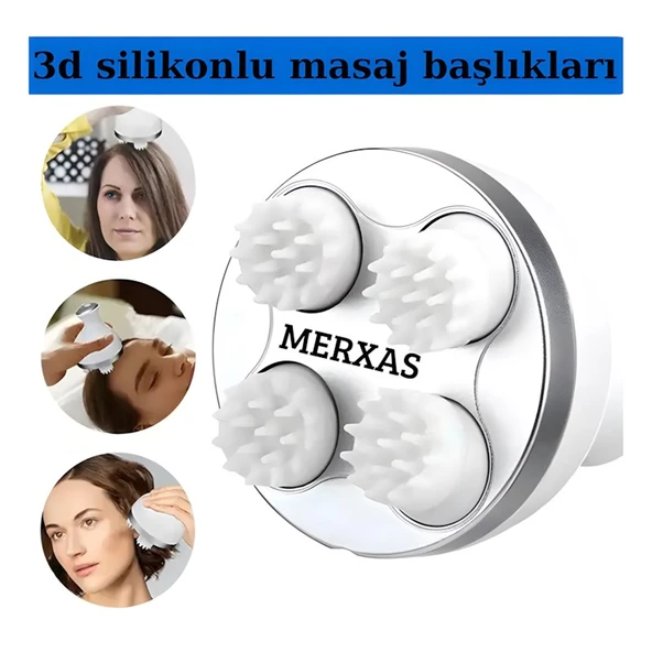 Merxas Mavi KK-11 Rahatlatıcı Saç Derisi Masaj Aleti Baş ve Vücut Masaj Cihazı Anti-Stres - 5