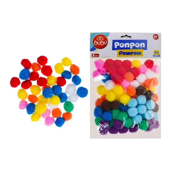 Bubu Ponpon 2 cm 50 Li Karışık Renk PON002