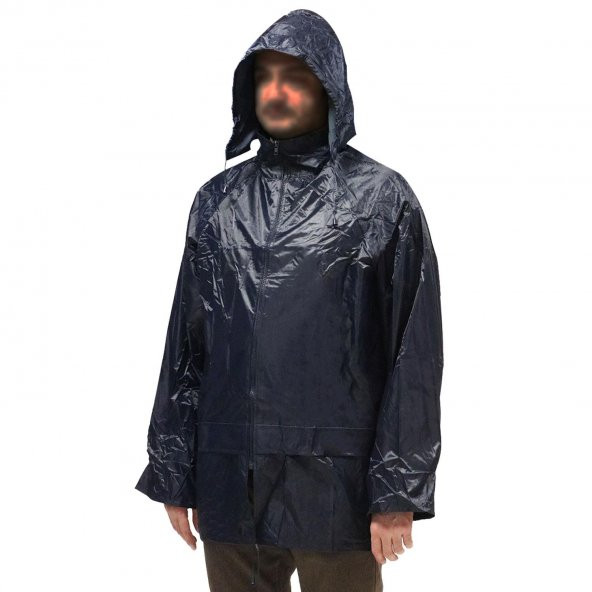 Görevli İş Motorcu Yağmurluk Yağmurluğu Kapşonlu Ceket Lacivert