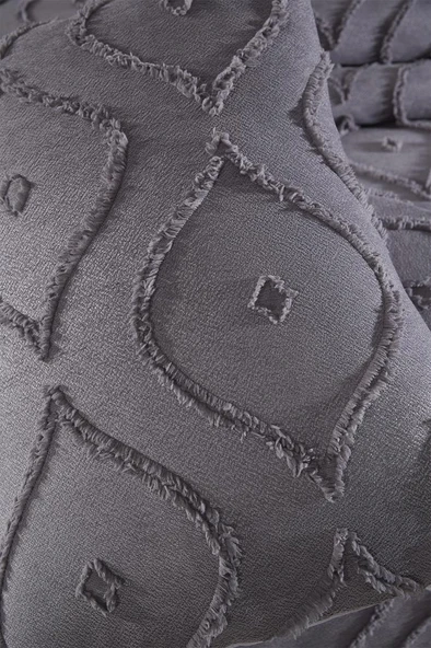 Çeyiz Diyarı Pirot 3 Parça Çift Kişilik Pike Takımı Antrasit - Resim 6