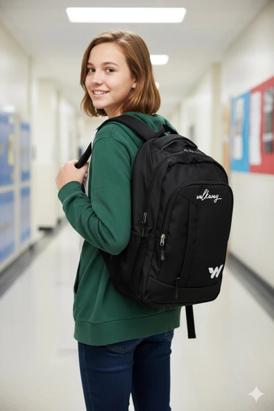 Walkway Siyah Beyaz Unisex Sırt Çantası Kupra - Resim 3