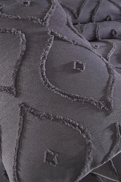 Çeyiz Diyarı Pirot 3 Parça Çift Kişilik Pike Takımı Antrasit - Resim 4