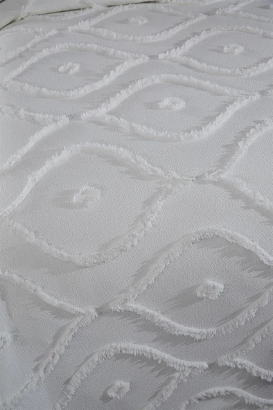 Çeyiz Diyarı Pirot 2 Parça Tek Kişilik Pike Takımı Krem - Resim 3