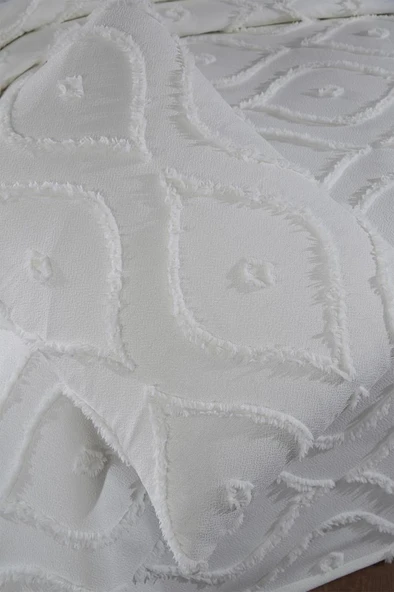 Çeyiz Diyarı Pirot 2 Parça Tek Kişilik Pike Takımı Krem - Resim 5