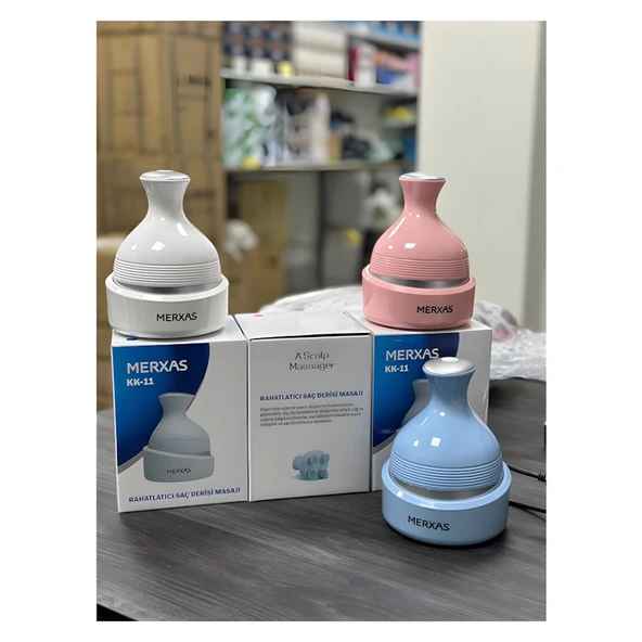 Merxas Mavi KK-11 Rahatlatıcı Saç Derisi Masaj Aleti Baş ve Vücut Masaj Cihazı Anti-Stres - 7