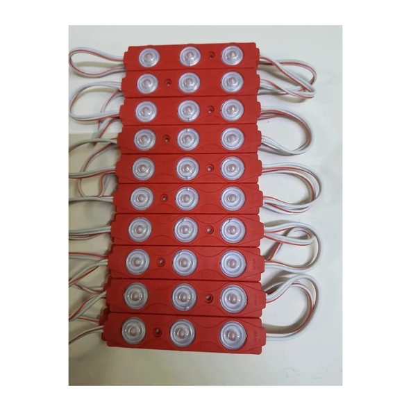 10 Adet 1.5 Watt Kırmızı Modül Led 2835 Mercekli 12 Volt