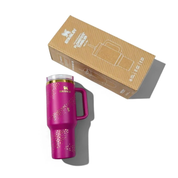 Stanley Quencher Termos x Barbie Pembe Gold Desen 1.18 Lt. Pipetli ürün görseli