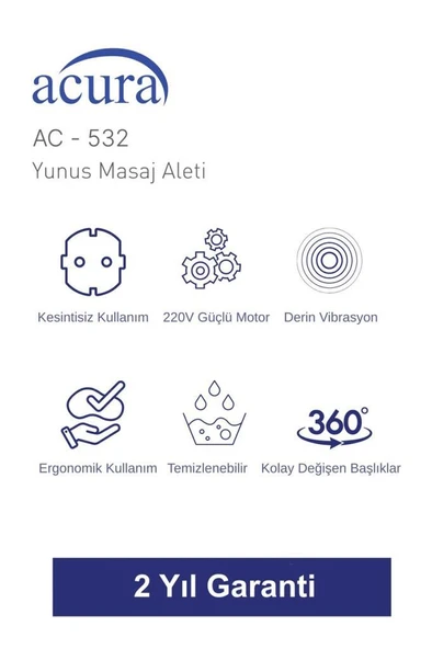 Acura AC-532 3 Başlıklı Profesyonel Yunus Masaj Aleti - 4