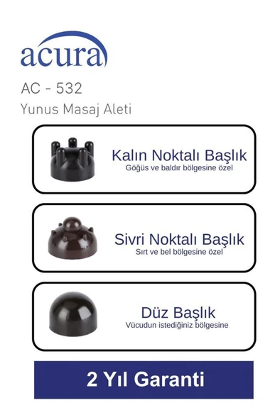 Acura AC-532 3 Başlıklı Profesyonel Yunus Masaj Aleti - 3