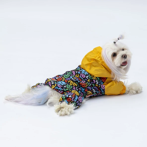 Pawstar Ferrara Polarlı Su Geçirmez Küçük Irk Köpek Yağmurluk Tulum - Resim 5