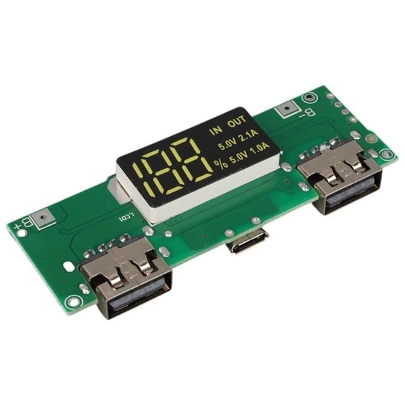 Weko WK-22851 Lityum Pil Powerbank Şarj Modülü Dijital Ekranlı İki Port 5V-2.1A - Resim 2