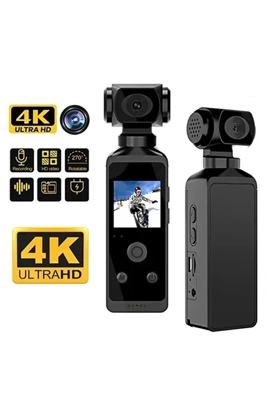 4K Ultra HD Aksiyon Kamerası 270° Geniş Açı Döner Klips Su Geçirmez Kılıf WiFi Kamera ürün görseli