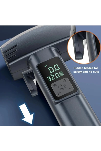 Araba Hava Pompası 4’ü 1 Arada: Kompresör + Cam Kırıcı + Kemer Kesici + LED Işık Şarjlı 4000mAh Araç Kompresörlü - 3