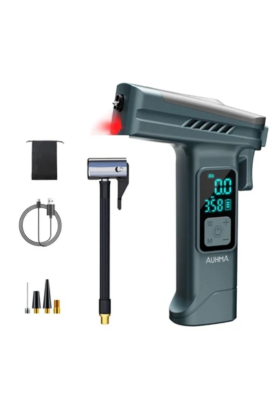 Araba Hava Pompası 4’ü 1 Arada: Kompresör + Cam Kırıcı + Kemer Kesici + LED Işık Şarjlı 4000mAh Araç Kompresörlü ürün görseli