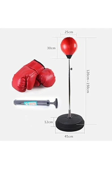 Bundeba 126-146 Cm Arası Yüksek Ayarlanabilir Boks Standı Eldivenli Punching Ball Set - 2