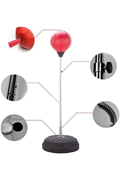Bundeba 126-146 Cm Arası Yüksek Ayarlanabilir Boks Standı Eldivenli Punching Ball Set - 4