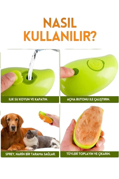 meyre 1 Adet Buharlı Kedi & Köpek Yıkama Fırçası Tarağı Yumuşak Silikon Tarak - 2