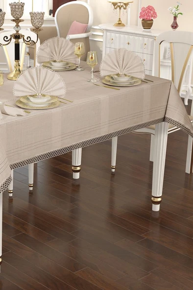 Asu 26 Parça Masa Örtüsü Takımı 160x220 cm Cappucino - 1