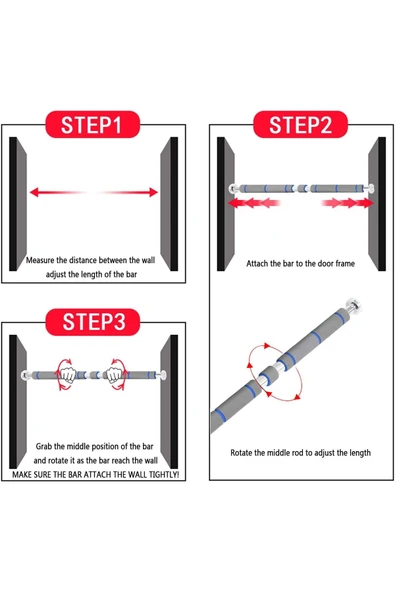 Cosfer Csf-5583 Süngerli Kapı Barfiksi 62-100 Cm.mekik Şınav Çubuğu,barfiks Demiri - Resim 5