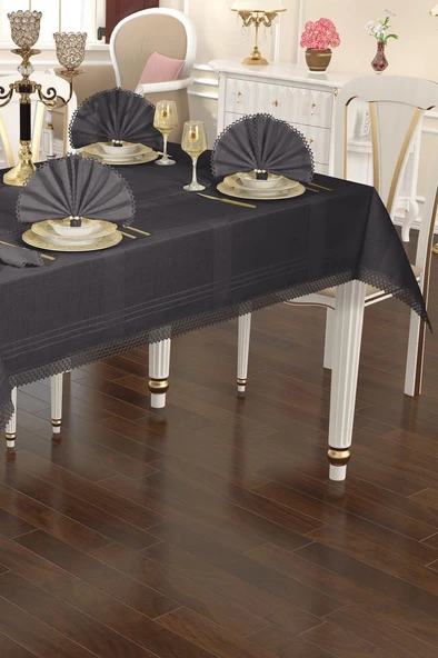 Asu 26 Parça Masa Örtüsü Takımı 160x220 cm Antrasit ürün görseli