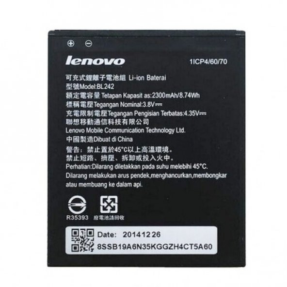 LENOVO BL242 K3 NOTE A6010 BATARYA PİL