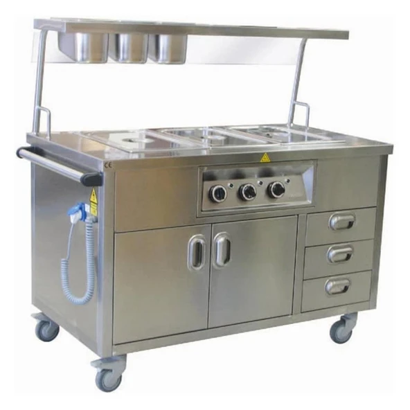 Öztiryakiler Ohbe 13070 Bain Marie Elektrikli Hareketli Servis Raflı, Çekmeceli, 3 Gn 1/1, 130x70 Cm - Resim 1