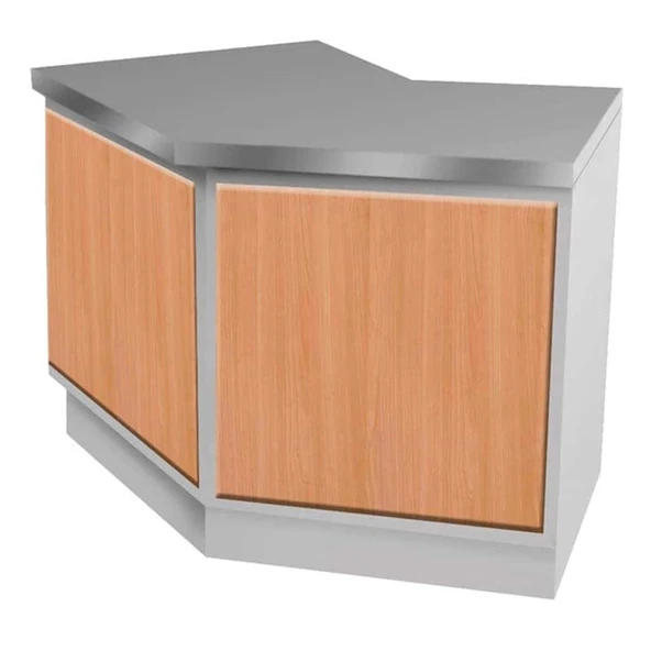 Öztiryakiler Nötr Serv Bankosu, Açılı, Ara Raflı, Ahşap Kaplı, 150x70 Cm - Resim 1